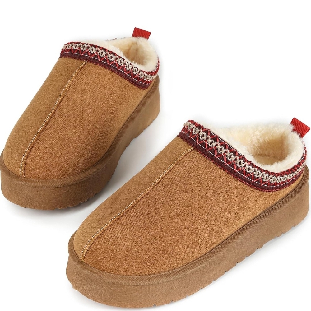 Womens Tan Platform Slippers